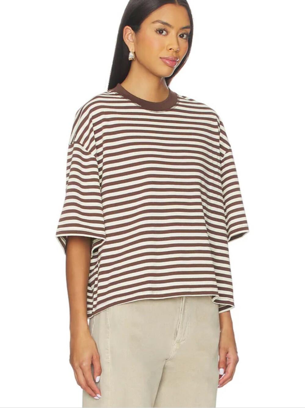Lioness Bloom Short Sleeve Tee, Dark Chocolate Stripe, Small